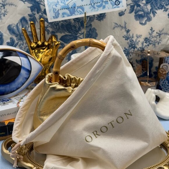 🆕 OROTON 🧿 NWOT Gretel Mini Top Handle, Metallic Gold - Picture 15 of 15